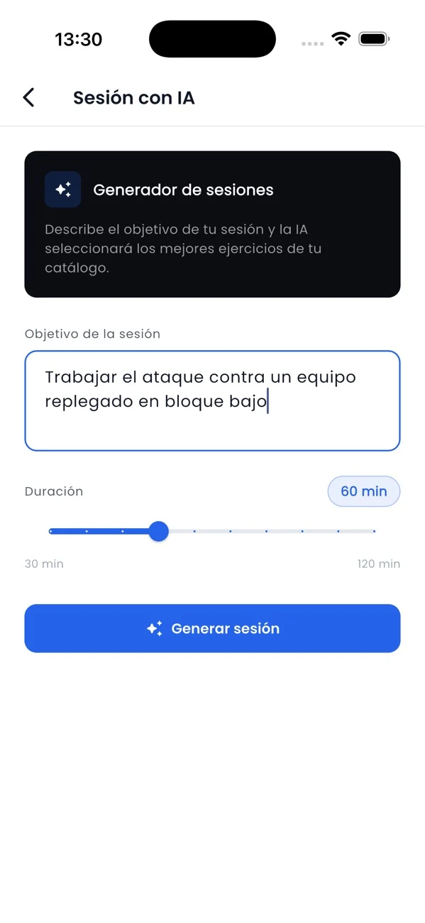 tuFoot AI-assisted training session planning